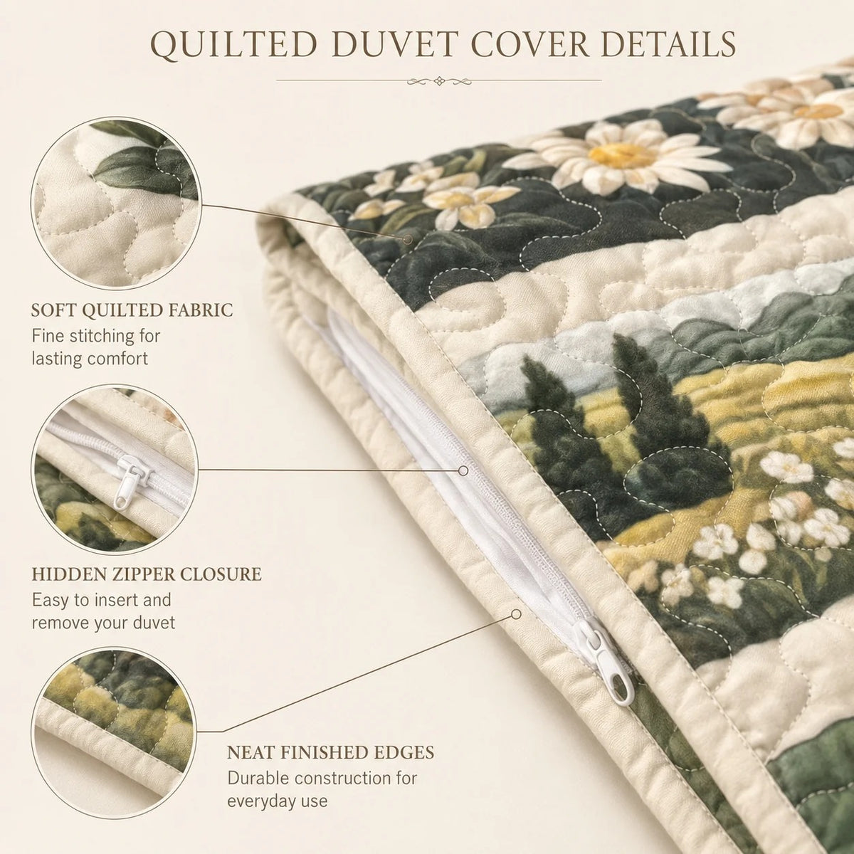 Purple Heart Quilted Duvet Cover Set TN01