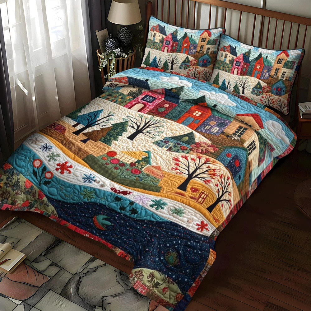 Evergreen Dreams 3-Piece Quilted Bedding Set NCU0PD756