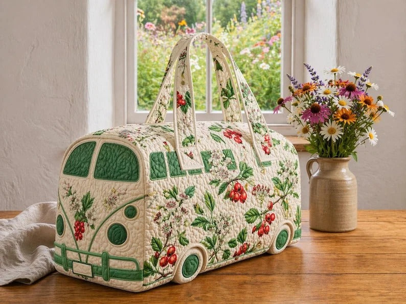 Berry Blossom Camper Quilted Handbag