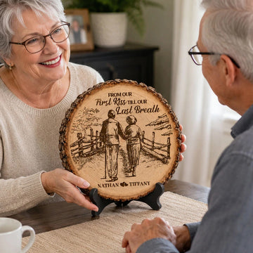 From Our First Kiss Till Our Last Breath - Personalized Round Wood Slice