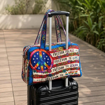 Vintage Hippie Quilted Travel Bag with Trolley Sleeve LD13