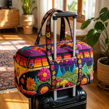 Vibrant Floral Quilted Travel Bag with Trolley Sleeve LD11