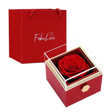 Eternal Rose Gift Box – Engraved Double Heart Necklace