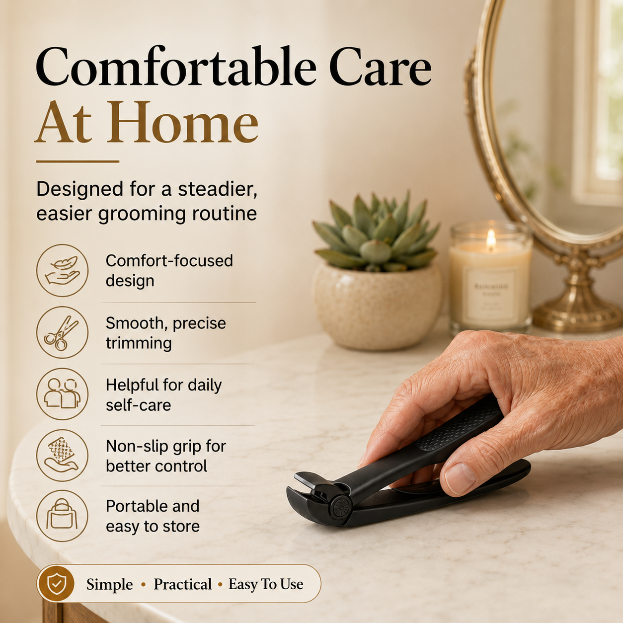 Velmora™ Nail Clipper for Seniors | Easy-Grip Design for Thick Nails