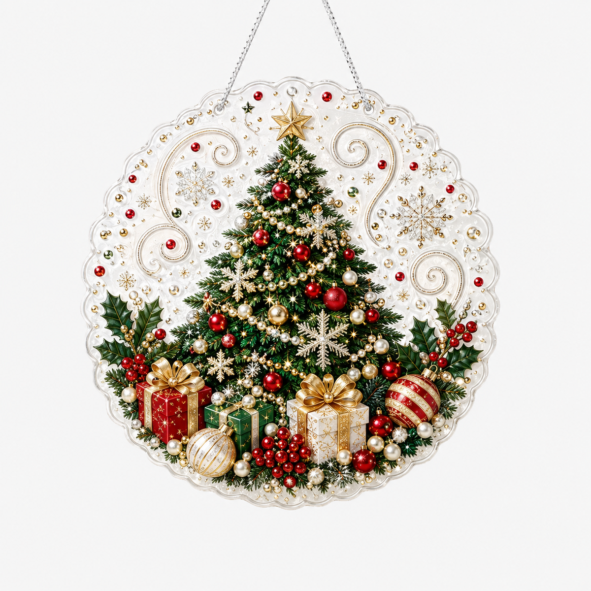 20X20CM Diamond Painting 3d Mixed-sized Pearl Beads Christmas Pearl Suncatcher Kit For Diy Craft Metal Chain Festive Wall Decor