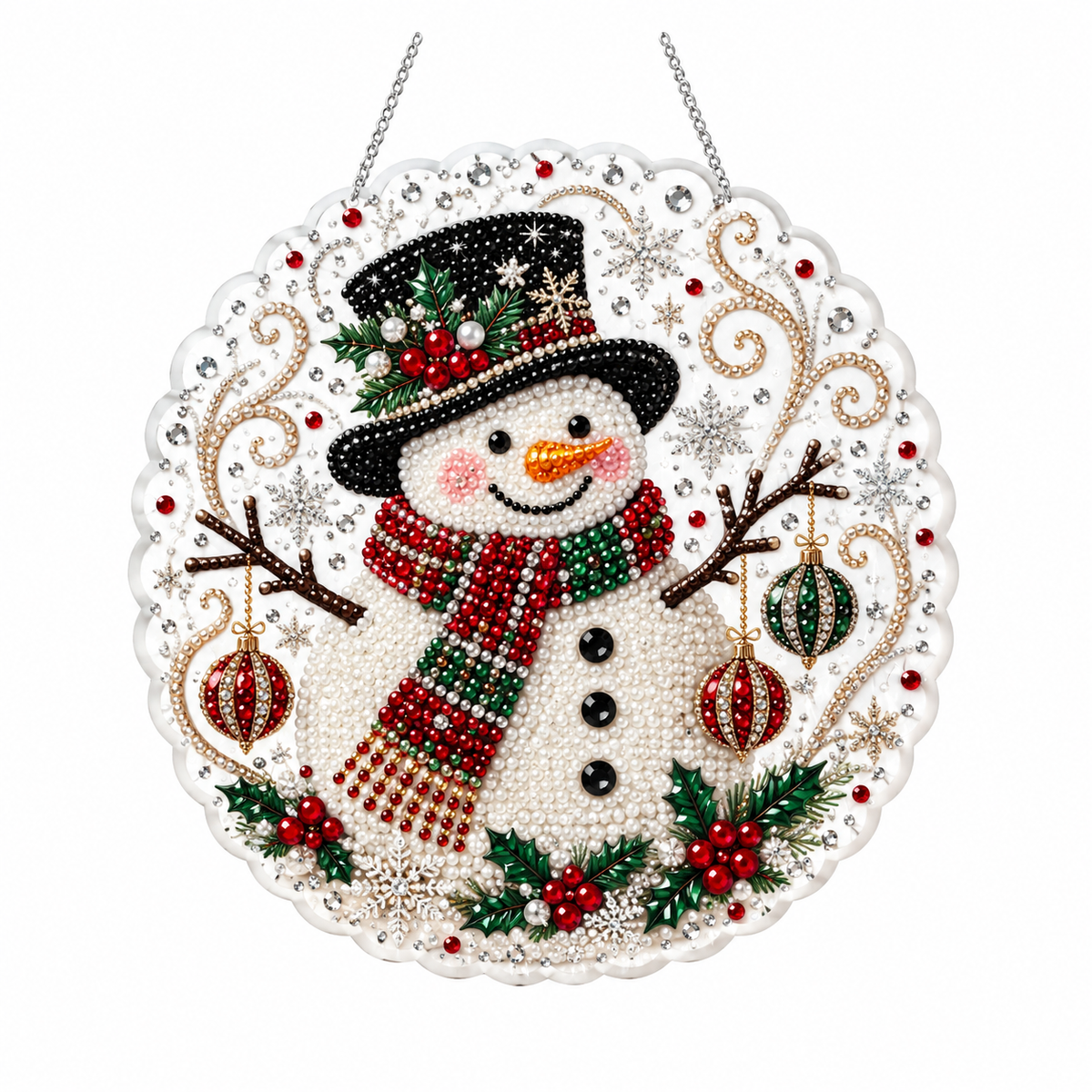 20X20CM Diamond Painting 3d Mixed-sized Pearl Beads Christmas Pearl Suncatcher Kit For Diy Craft Metal Chain Festive Wall Decor