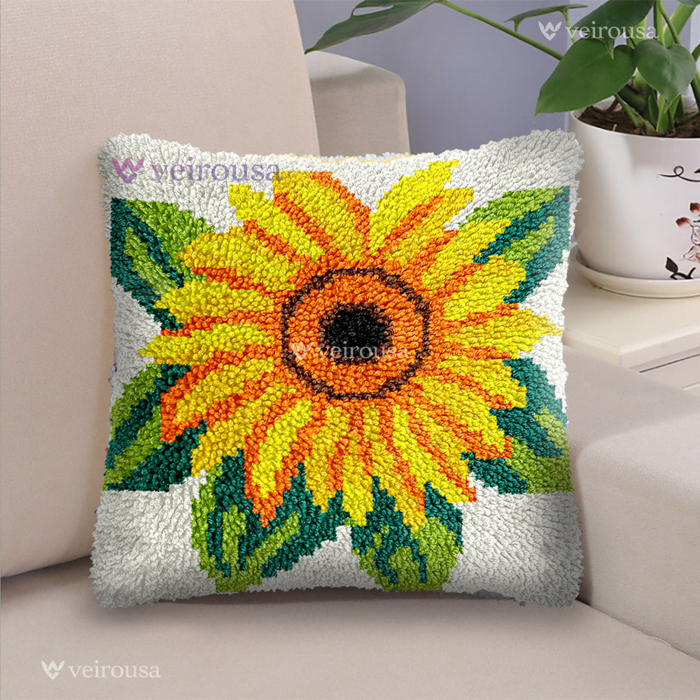 Big Sunflower Latch Hook Pillow Kit