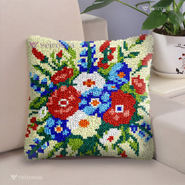 Blooming Flowers Latch Hook Pillow Kit