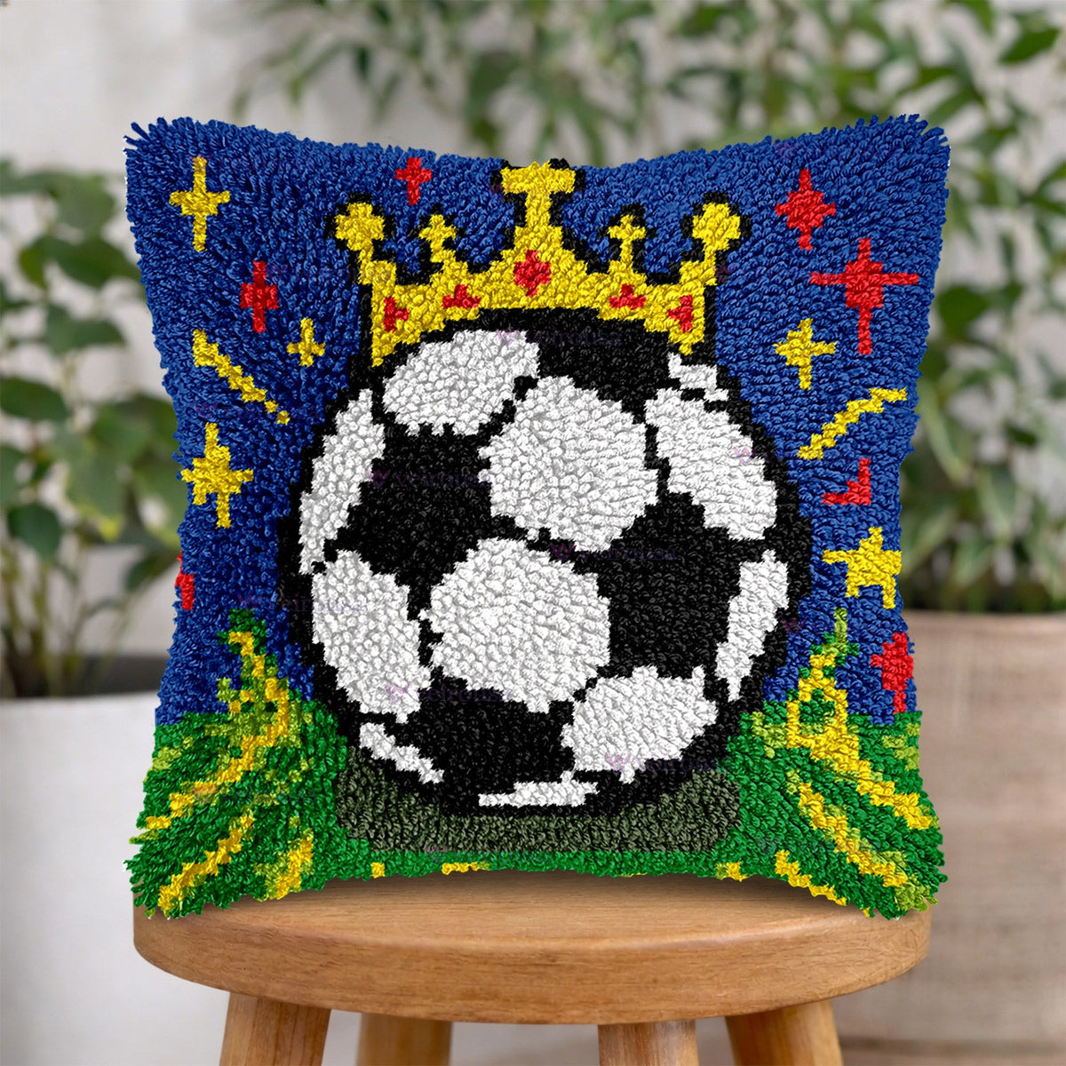Soccer Ball Latch Hook Pillow Kit