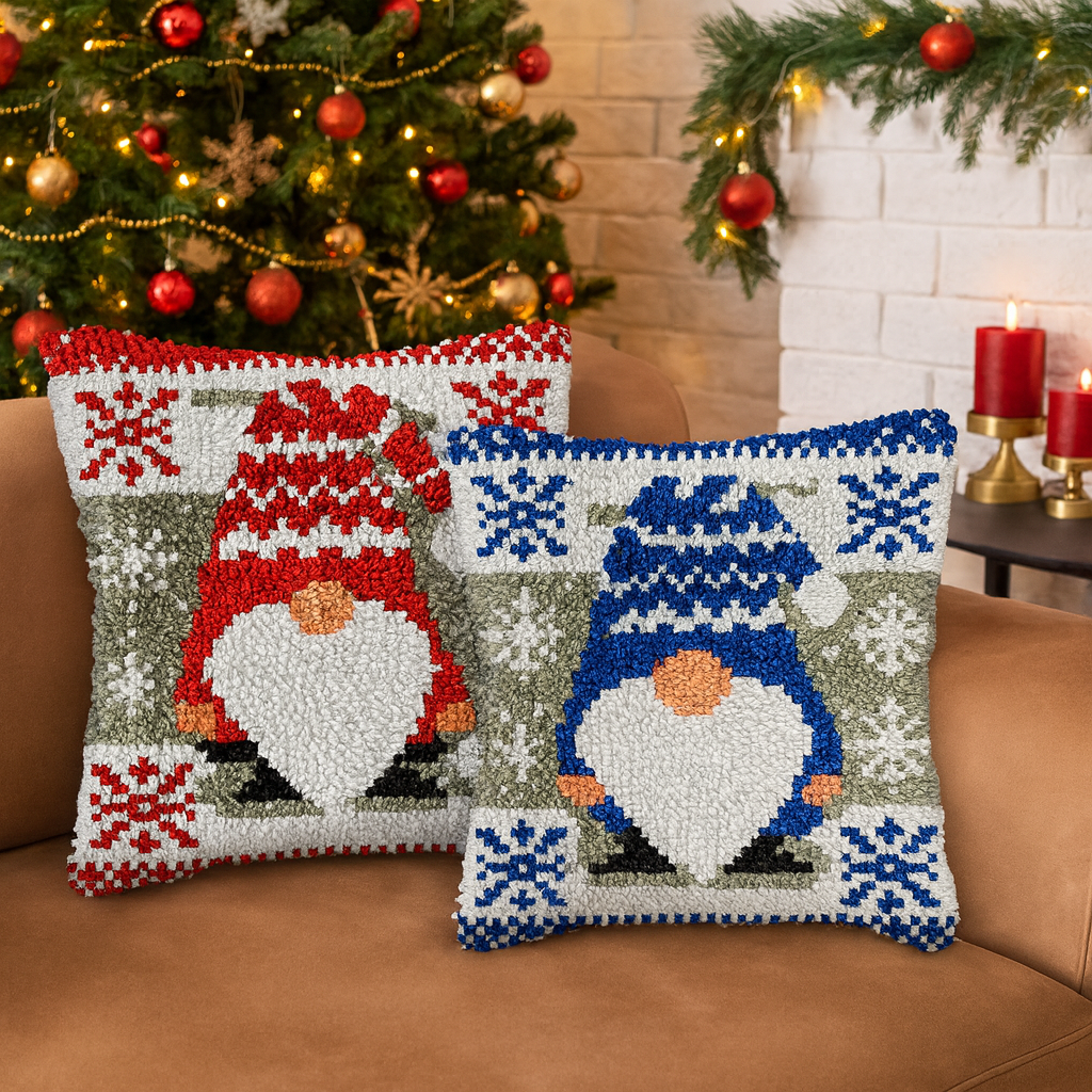 Christmas Gnomes Latch Hook Pillow Kit