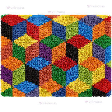 Colorful Patchwork Latch Hook Rug Kit