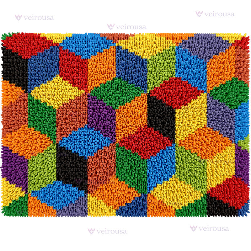 Colorful Patchwork Latch Hook Rug Kit