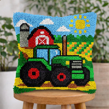 Farm Tractor Latch Hook Pillow Kit