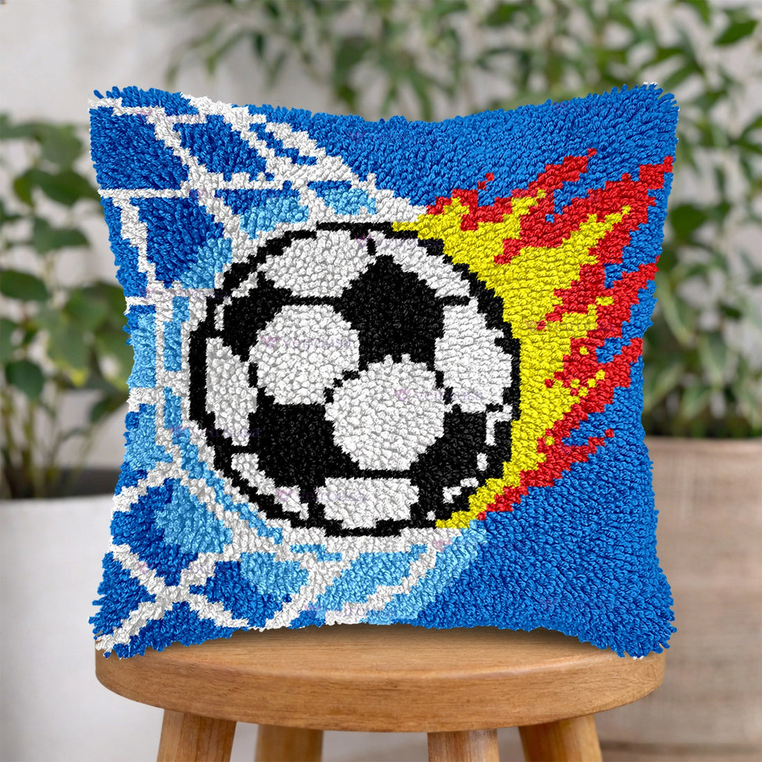 Soccer Ball Latch Hook Pillow Kit