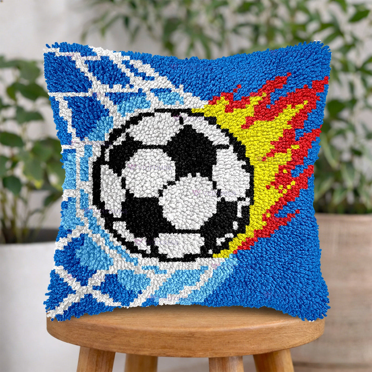 Soccer Ball Latch Hook Pillow Kit