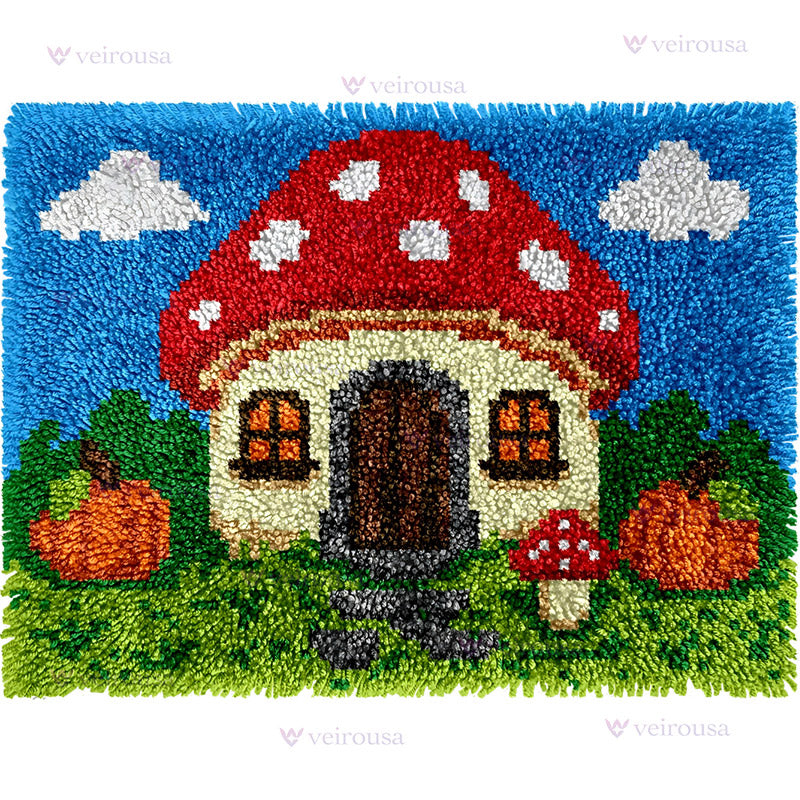 Mushroom Cottage Latch Hook Rug Kit