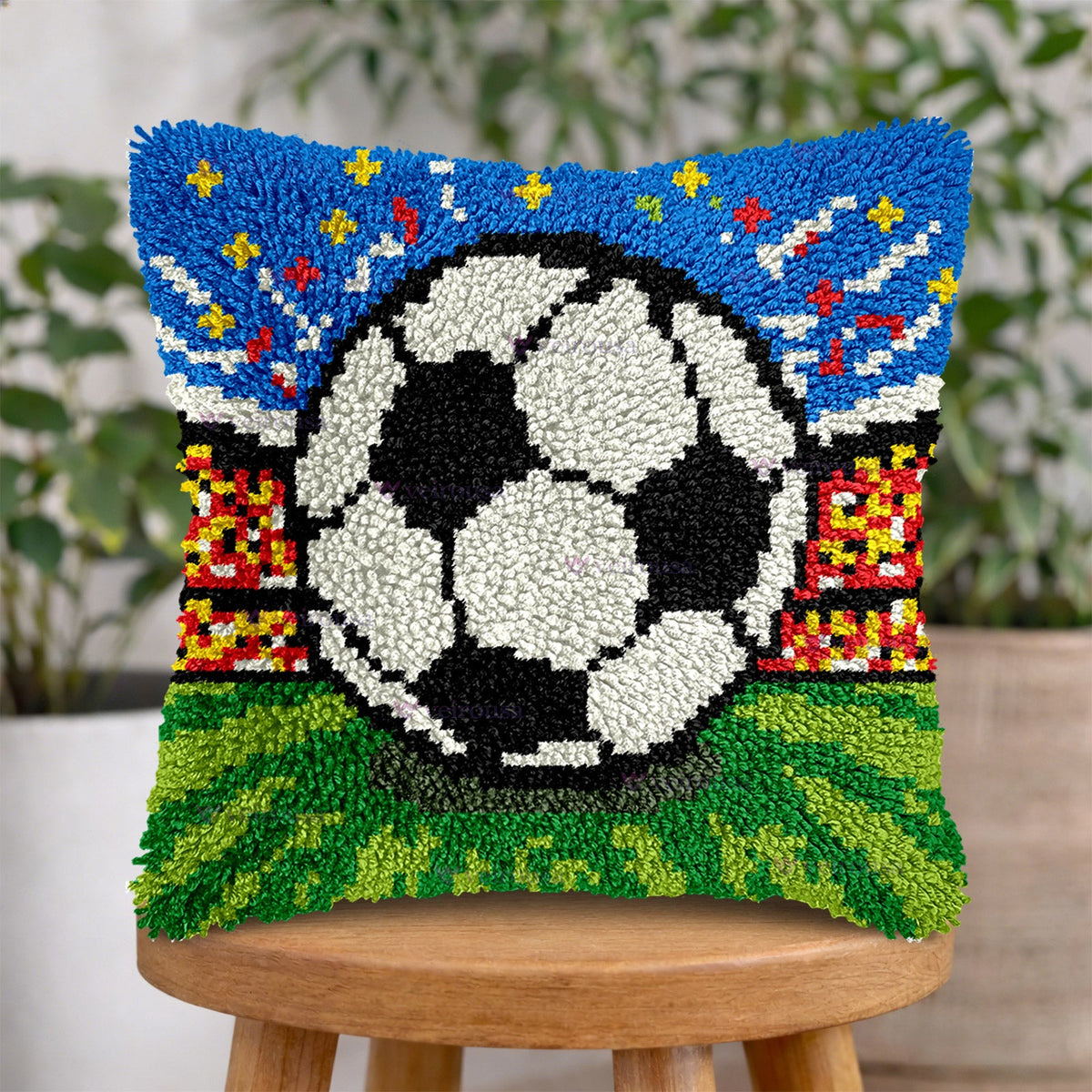 Soccer Ball Latch Hook Pillow Kit