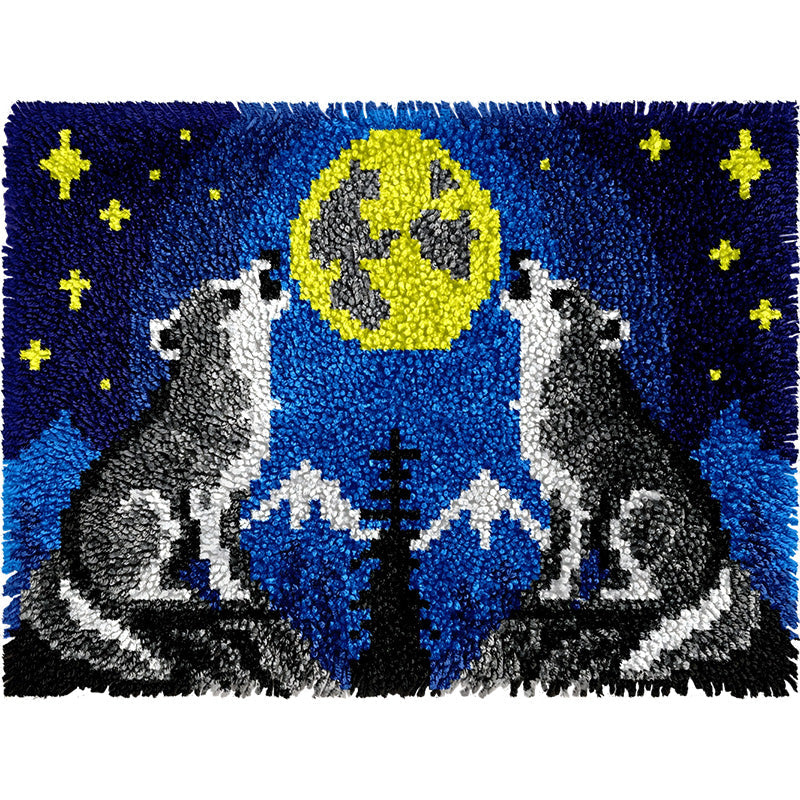 Moonlit Wolves Latch Hook Rug Kit