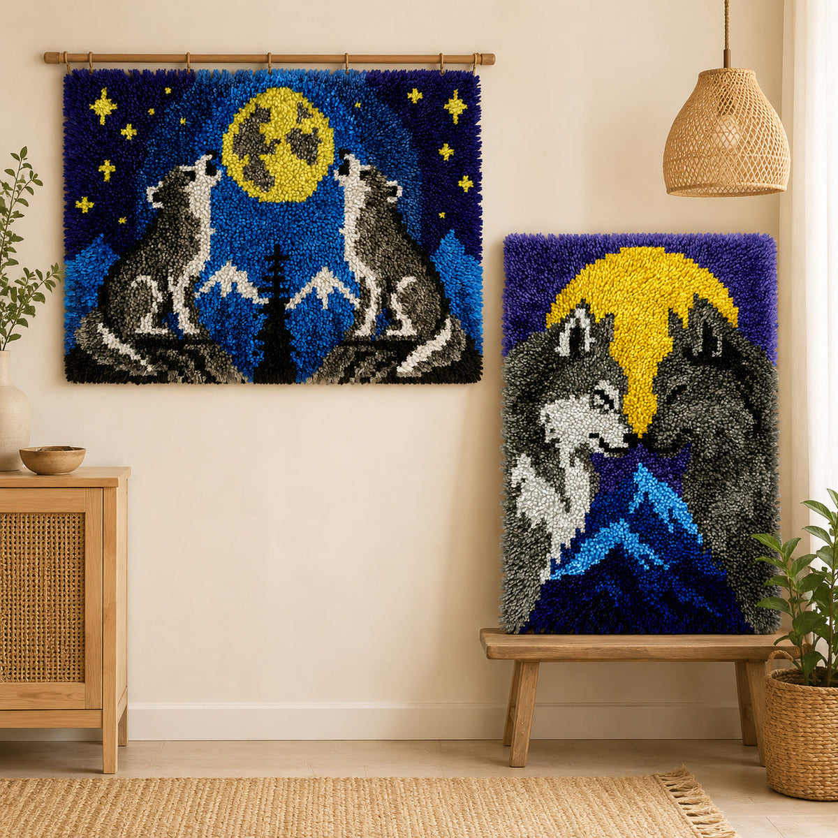 Moonlit Wolves Latch Hook Rug Kit