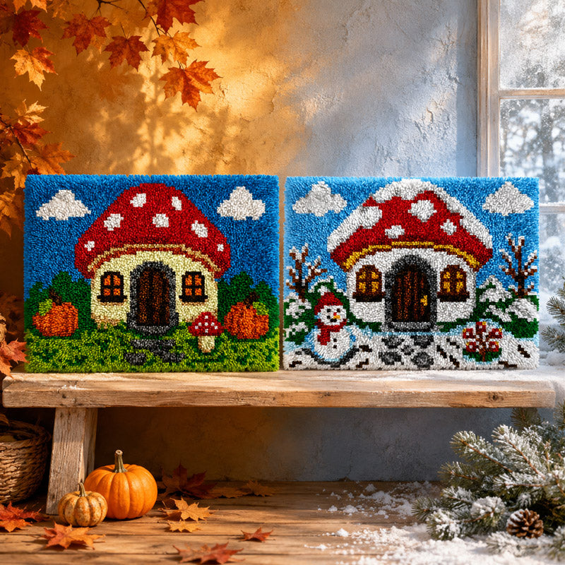 Mushroom Cottage Latch Hook Rug Kit
