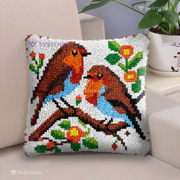 Robins on Branch Latch Hook Pillow Kit