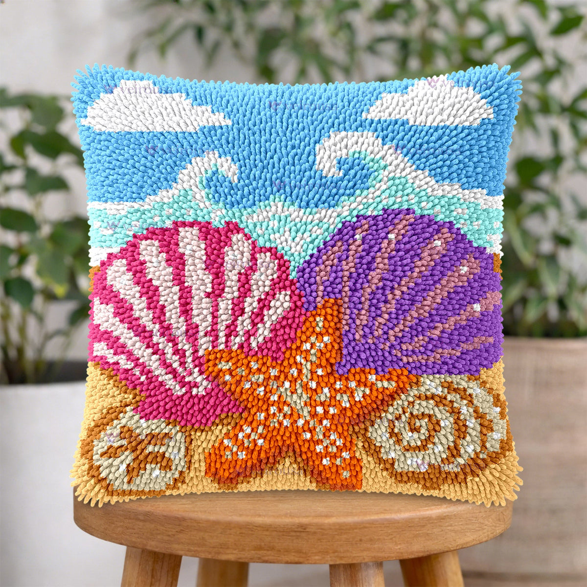 Seaside Latch Hook Pillow Kit