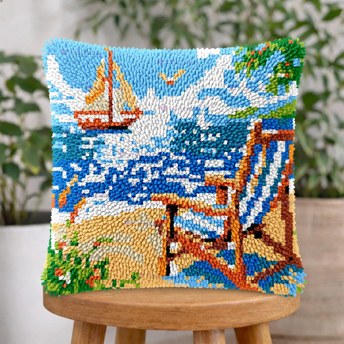 Seaside Latch Hook Pillow Kit