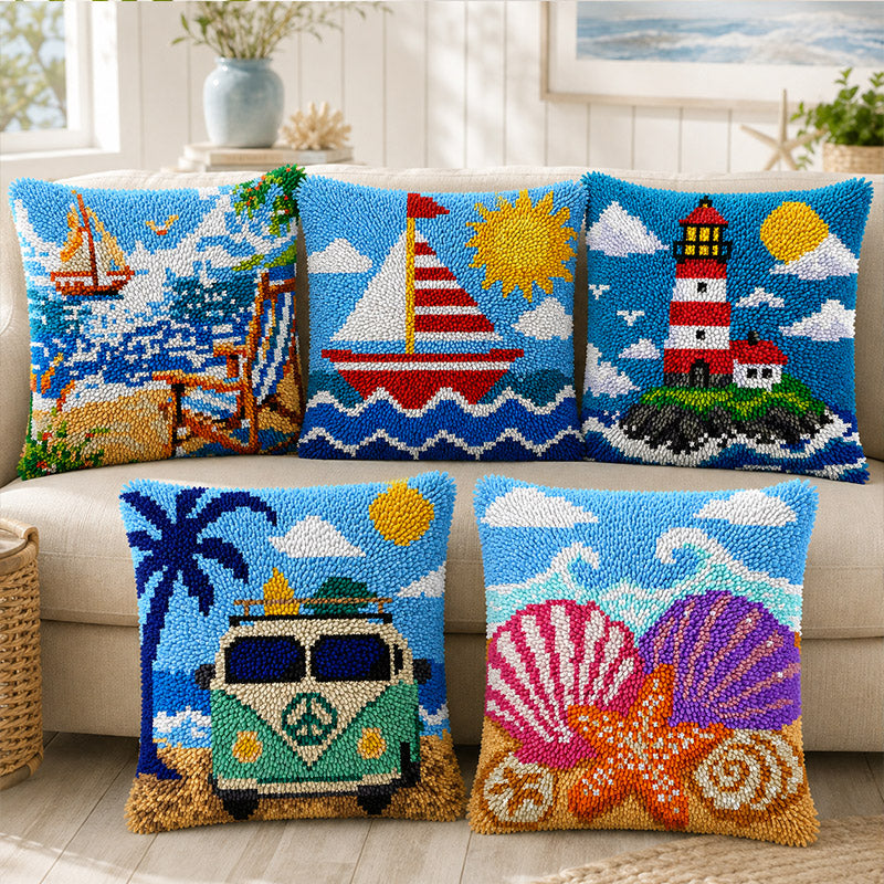 Seaside Latch Hook Pillow Kit