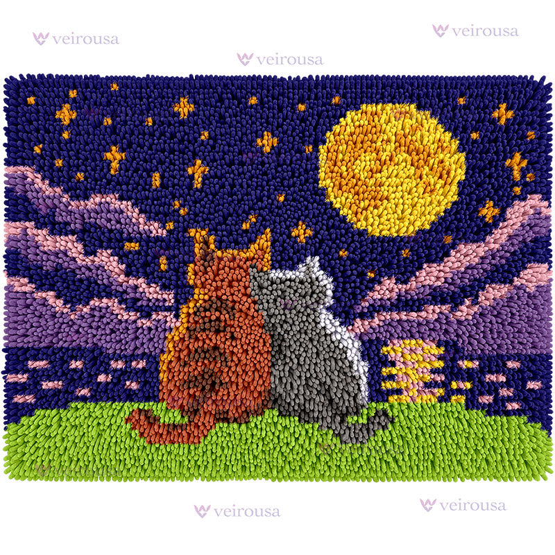 Stargazing Cats Latch Hook Rug Kit
