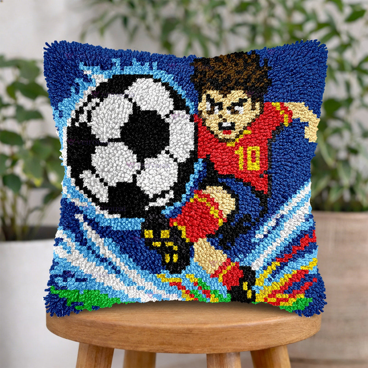 Soccer Ball Latch Hook Pillow Kit