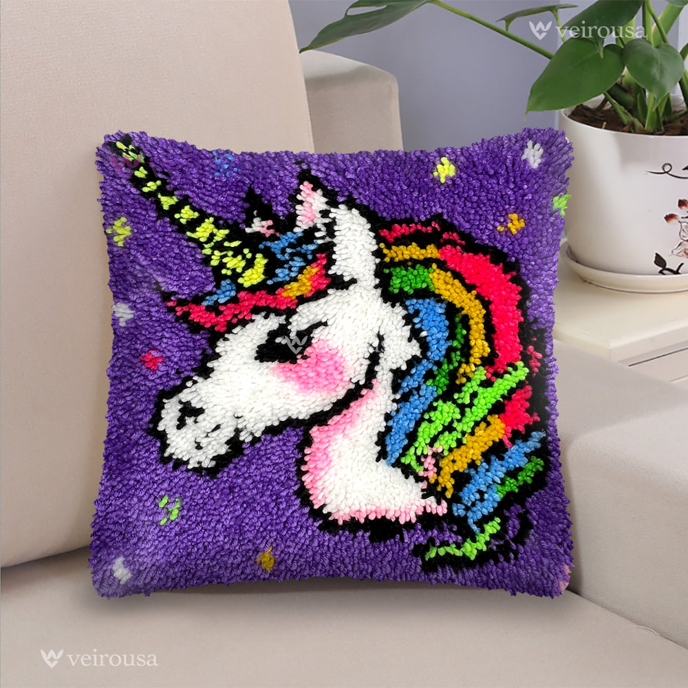 Unicorn Princess Latch Hook Pillow Kit
