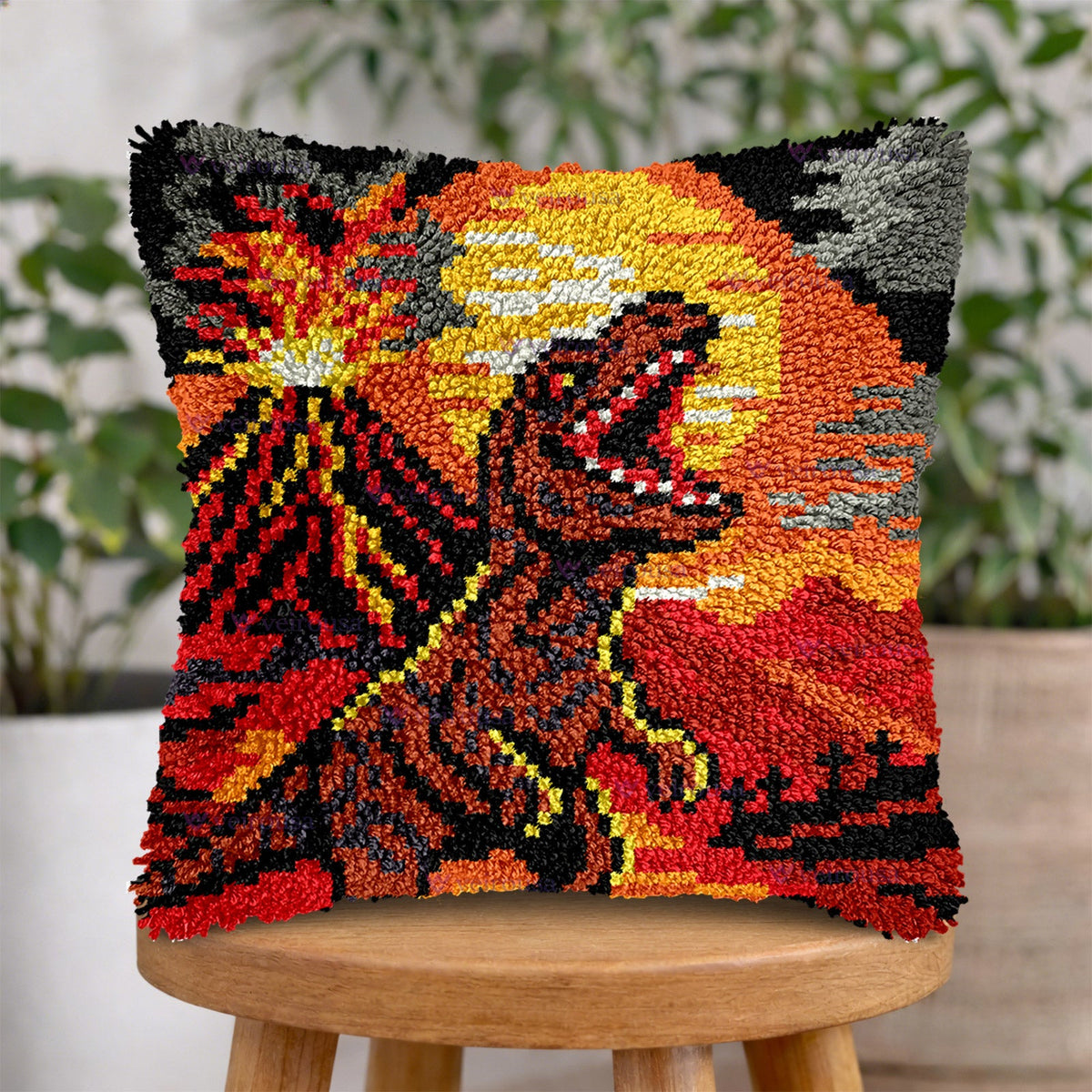 Volcano Roaring Rex Latch Hook Pillow Kit