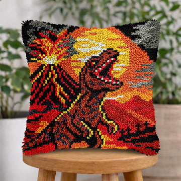 Volcano Roaring Rex Latch Hook Pillow Kit