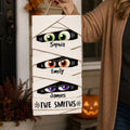XH Mummy Family Peeking Eyes 2D Flat - Personalized Wood Sign - Funny Halloween Family Decoration